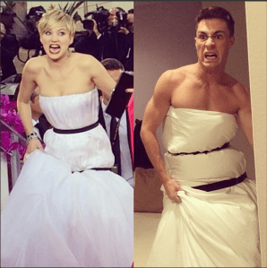 Colton Haynes instagram jennifer lawrence golden globes dress