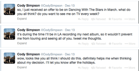 Cody Simpson DWTS offer tweets