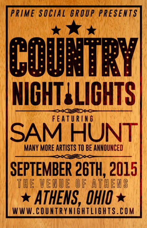 Sam Hunt Ohio Country Night Lights Fest flyer